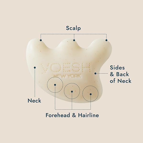 VOESH Gua Sha Shampoo Bar - Biotin, Vegan Probiotics, Rosemary Oil & Apricot Seed Powder - Cruelty Free, Clean Ingredients & Organic Extracts - (3.7oz Bar)