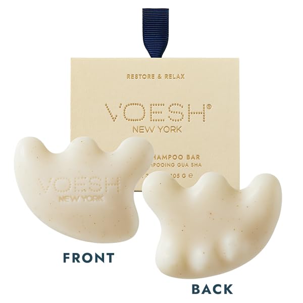 VOESH Gua Sha Shampoo Bar - Biotin, Vegan Probiotics, Rosemary Oil & Apricot Seed Powder - Cruelty Free, Clean Ingredients & Organic Extracts - (3.7oz Bar)