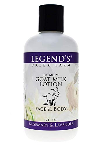 Legend's Creek Farm Goat Milk Lotion - Moisturizing Goat Milk Body Lotion for Body, Hand & Face - 9 oz Body Moisturizer with Shea Butter, Sunflower Oil, Aloe, Handmade in USA (Rosemary & Lavender L.)