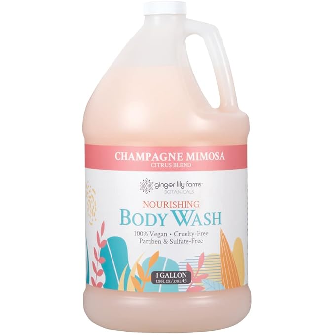 Ginger Lily Farms Botanicals Body Wash + Shampoo + Conditioner Bundle, Champagne Mimosa