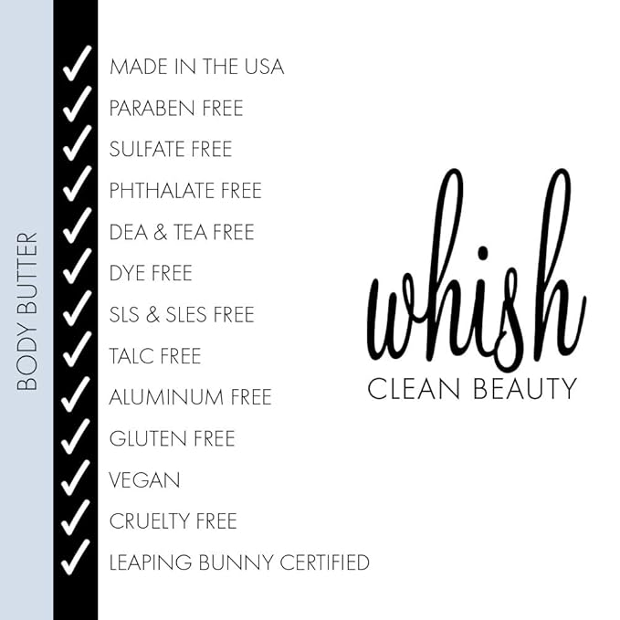 Whish Beauty Body Butter for Women - Moisturizing Body Lotion for Dry Skin - Antioxidant-Rich with Shea Butter, Aloe, & Raspberry Butter - Paraben & Sulfate Free - Kabosu Sea Salt - 5 fl oz