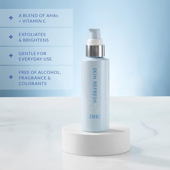 DHC Skin Refresh, Gentle Leave-on Liquid Exfoliator, Exfoliates Dull, Uneven Skin Tone and Texture, Reveals Soft, Smooth, Luminous Glow, All Skin Types, 3.38 fl oz