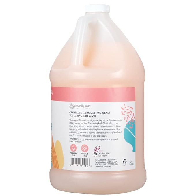 Ginger Lily Farms Botanicals Body Wash + Shampoo + Conditioner Bundle, Champagne Mimosa