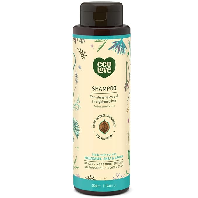 ecoLove - Natural Shampoo for All Hair Types,Sodium lauryl sulfate Free, Vegan & Cruelty Free Shampoo, With Natural Moroccan Oil Extract, No SLS or Parabens, 17.6 oz