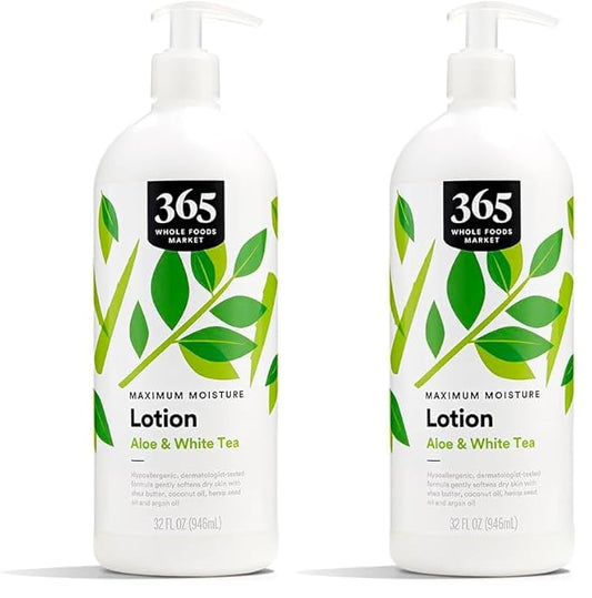 365 By Whole Foods Market, Aloe & White Tea Maximum Moisture Lotion, 32 Fl Oz (Pack of 2)