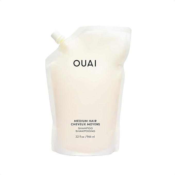 OUAI Medium Shampoo Refill - Hydrating Shampoo with Coconut Oil, Babassu, Kumquat Extract and Keratin - Strengthens, Nourishes and Adds Shine - Paraben, Phthalate and Sulfate Free Hair Care (32 Fl Oz)