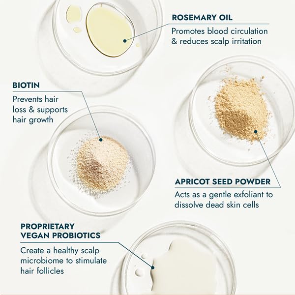 VOESH Gua Sha Shampoo Bar - Biotin, Vegan Probiotics, Rosemary Oil & Apricot Seed Powder - Cruelty Free, Clean Ingredients & Organic Extracts - (3.7oz Bar)