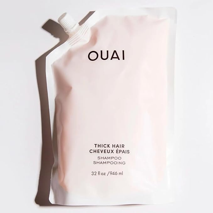 OUAI Thick Shampoo Refill - Moisturizing Shampoo with Keratin, Marshmallow Root, Shea Butter & Avocado Oil for Thick Hair - Strengthens & Hydrates - Paraben, Phthalate, Sulfate Free Shampoo (32 Fl Oz)