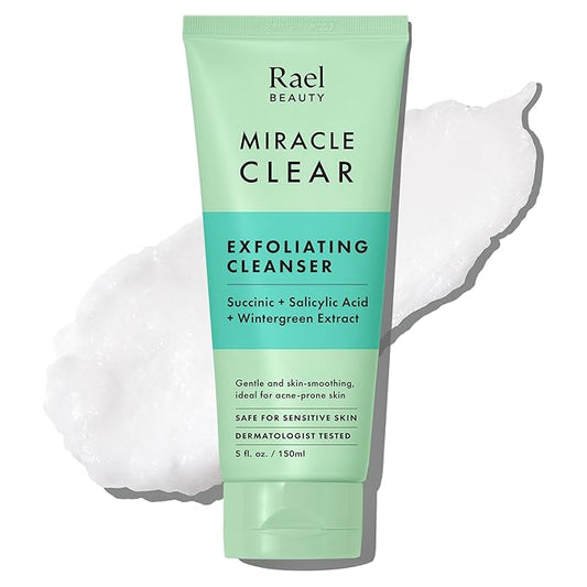 Rael Face Wash, Miracle Clear – Gentle Exfoliating Cleanser with Succinic Acid & Minerals, Korean Skin Care (5 fl oz)