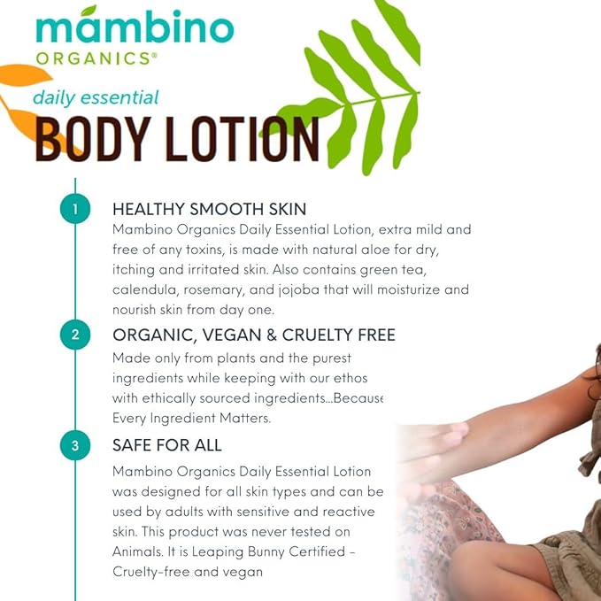 Mambino Organics Happy Time Bath Set - Happy Time Shampoo & Body Wash & Daily Essential Lotion – Cruelty-Free & Vegan Bath Products