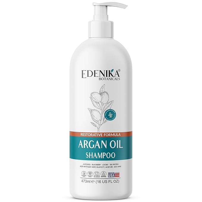 Argan Oil Shampoo with Biotin and Silk Protein, Deep Hair Hydrating & Nourishing, Sulfate-Free, Repairs Dry & Damaged Hair, Adds Shine & Detangles, 16 fl oz