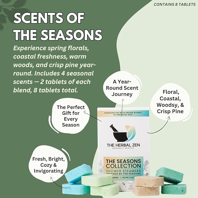 Shower Steamers Aromatherapy Variety Pack - Shower Bombs Made in The USA - Aromatherapy Bath Gifts for Women - Back to School Gift - Shower Tablets Mothers Day Gift (Seasonal Variety Pack)