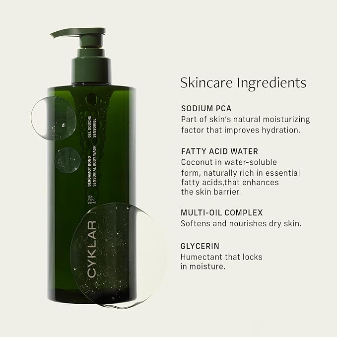 Sensorial Body Wash. Bergamot Bond Hydrating Cleanser with Moisture Locking Multi-Oil Complex, Sodium PCA and Glycerin. Nourishing Shower Gel for Women and Men, 16.5 Fl Oz Luxury Bodywash