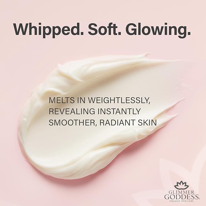 Glimmer Goddess Organic Whipped Body Butter for Women - Moisturizer Cream with Shea & Cocoa Butter, Almonds & Coconut Oil - Coconut Lime, 8oz
