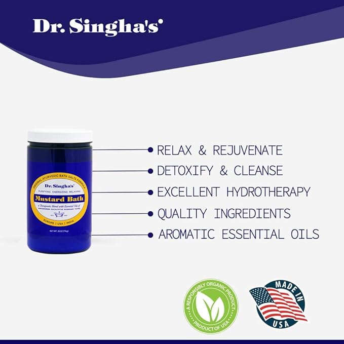 Dr. Singha’s Mustard Bath – Therapeutic Bath Salts for Relaxation, Soothing Comfort & Refreshing Aroma – 28 oz Aromatherapy Soak with Mustard Seed & Essential Oils - Bathing Alternative to Epsom Salt