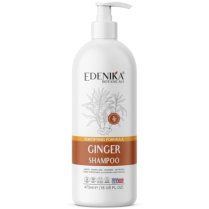 Ginger Shampoo with Biotin, Fortifying Formula, Promoting Hair Regrowth, Strengthening & Nourishing Scalp and Follicles, Restoring Softness and Shine, Paraben-Free, 16 fl oz