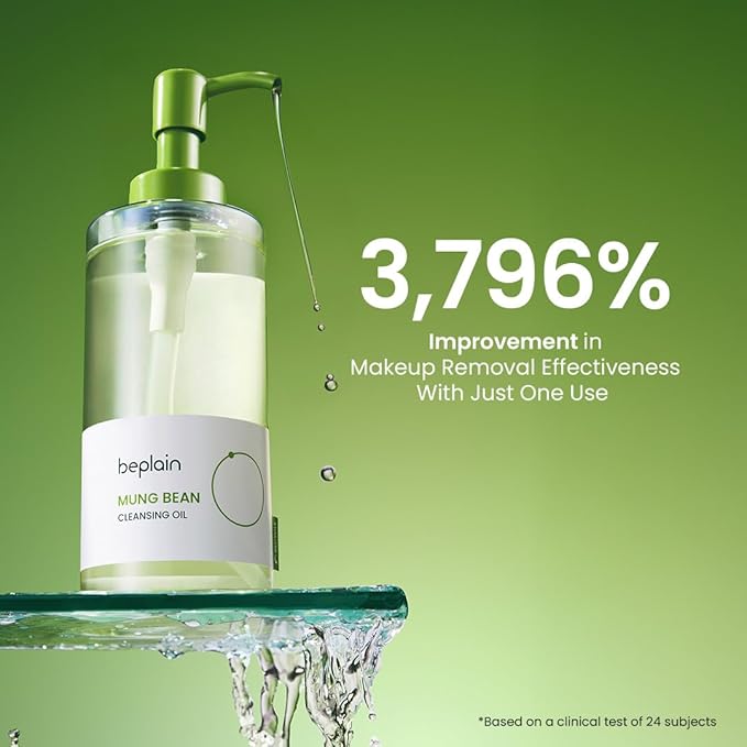 beplain Mung Bean Cleansing Oil(6.76fl.oz/200ml)| Fragrance-Free | Non-Comedogenic Tested| Makeup Blackhead Remover & Deep Pore Cleanser| Suitable for Sensitive Skin| Double Cleansing Korean Skincare
