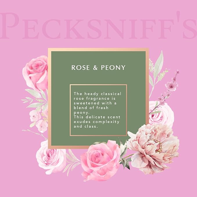 Hand Wash & Body Lotion Caddy Set (Rose & Peony) - 10.1 Fl Oz Each - Gentle Cleanser for Sensitive Skin - Moisturizing & Hydrating Hand Cream - All Natural Cruelty Free Body Wash - Pecksniff’s