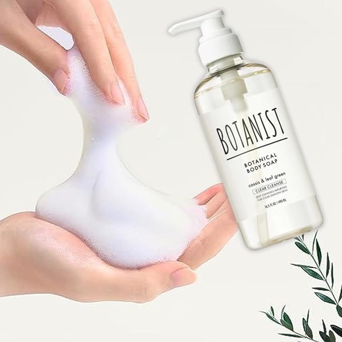 Moisturizing Body Wash for Women & Men, Natural Shower Gel with Botanical Butter Milk for Sensitive & Dry Skin, Organic Skin Care from Japan, CLEAR CLEANSE, Cassis& Leaf Green, 16.5 Fl Oz 3EA