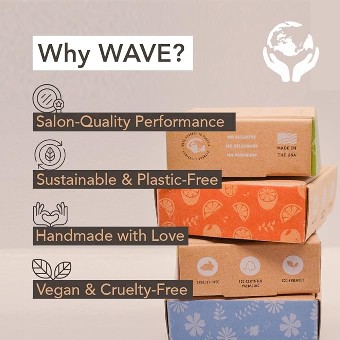 Wave Argan Oil Shampoo Bar - Moisturizing & Handmade Vegan Bar for Shiny Hair, Natural, Organic & Non-GMO Shampoo for Women & Men, 2.3 oz, Long-Lasting (80-120 Uses)
