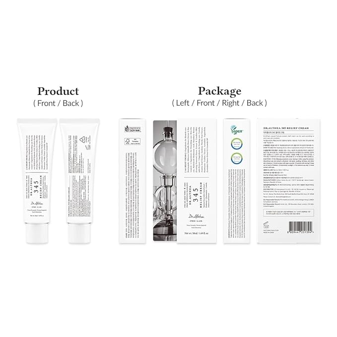 Dr.Althea 345 Relief Cream, Daily Face Moisturizer, Blemish Relief Care, Soothing Recovery & Moisture, Korean Vegan Skin Care for All Skin Types, 1.69 Fl Oz (Pack of 2)