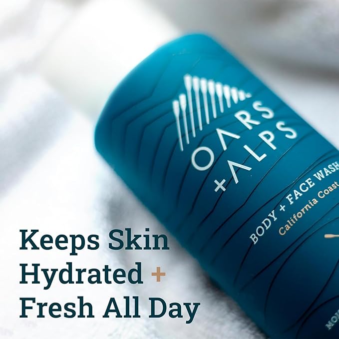 Oars + Alps Body Wash for Men, Mens Body Wash with Vitamin E and Antioxidants, Moisturizing, Hydrating, Paraben & Sulfate Free Cleanser, California Coast, 1pk