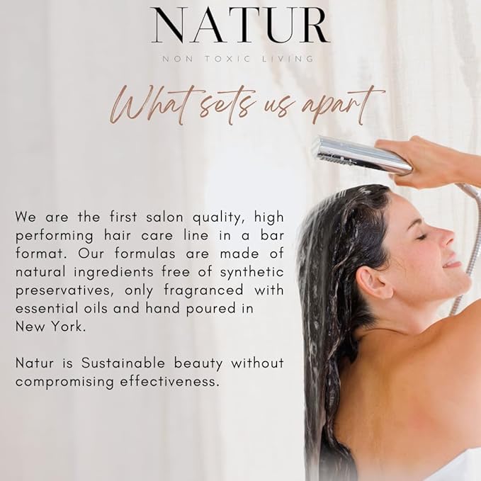 Natur Shampoo Bar - Salon Quality | Natural Ingredients, Non-Toxic, Vegan, Paraben-Free, Zero Waste | Essential Oils, Smooth & Deep Cleansing, Promotes Hair Growth & Care | Coconut and Rosemary 3 oz