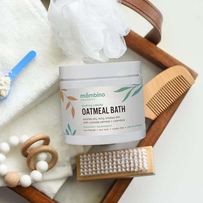 Mambino Organics Soothing Bath Set - Organic Colloidal Oatmeal Bath Soak, Soothe Me Shampoo & Body Wash, CalmingOil - Cruely-Free & Vegan Bath Products