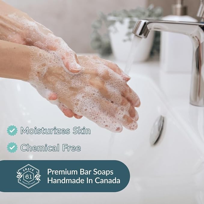 Crate 61 Organics, Handmade in Canada, Plant Based Cold Process Natural Bar Soap For Face & Body, With Premium Essential Oils, For Men And Women 3 Pack (Seaweed and Sea Salt)
