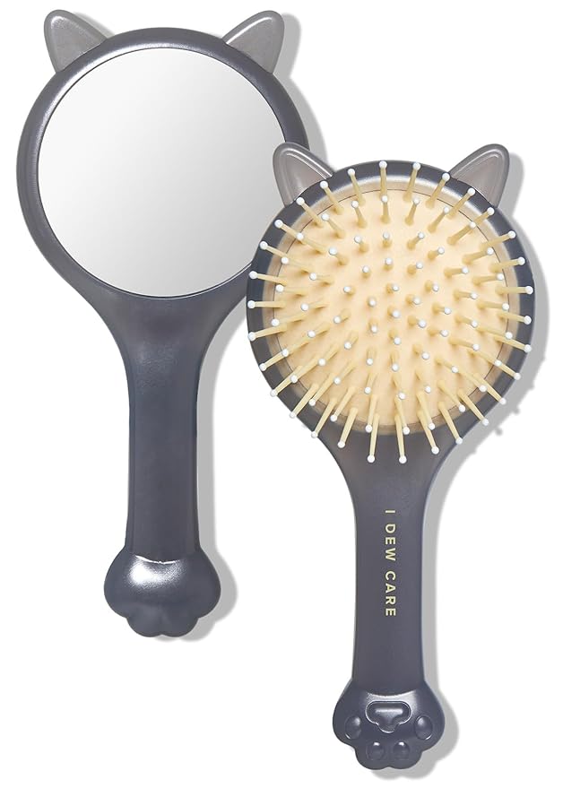 I DEW CARE Brush and Tap to Refresh Set - Tap Secret Vanilla & Coconut + Detangling Brush with Mirror