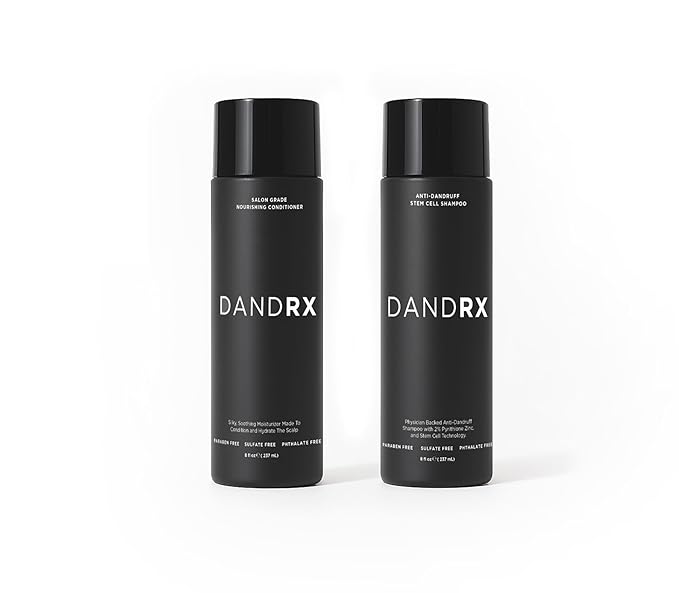 dandRX Anti Dandruff Stem-Cell Shampoo and Conditioner with 2% Pyrithione Zinc, Physician Founded for Itchy Scalp,Eliminates Flakes & Fights Dandruff,Color Safe,Sulfate Free,Paraben Free