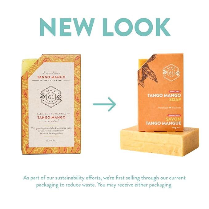 Crate 61 Organics, Handmade in Canada, Plant Based Cold Process Natural Bar Soap For Face And Body, With Premium Essential Oils, For Men And Women 3 Pack (Mango)
