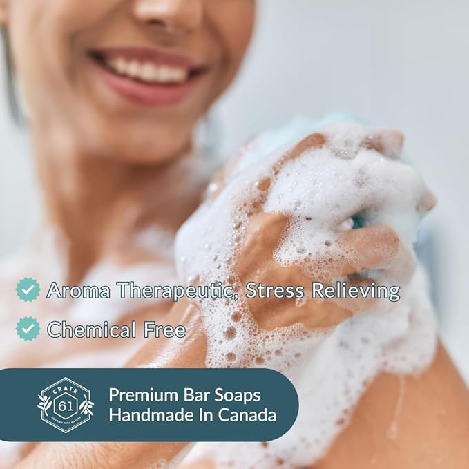 Crate 61 Organics, Handmade in Canada, Plant Based Cold Process Natural Bar Soap For Face And Body, With Premium Essential Oils, For Men And Women 3 Pack (Lemongrass)