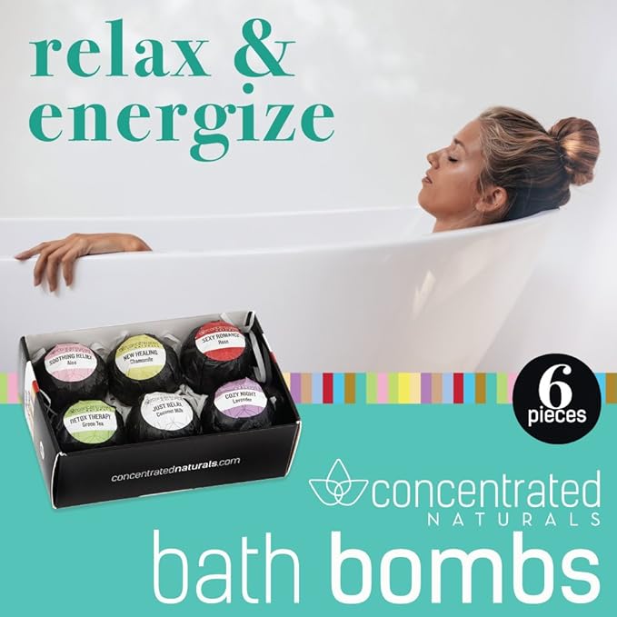 Bath Bombs for Women Relaxing Bath Bomb Gift Set All Natural Bathbombs for Woman with Essential Oil Scented Large Bulk 6 Pack Individually Wrapped Fizzy All Natural Bath Bombs…