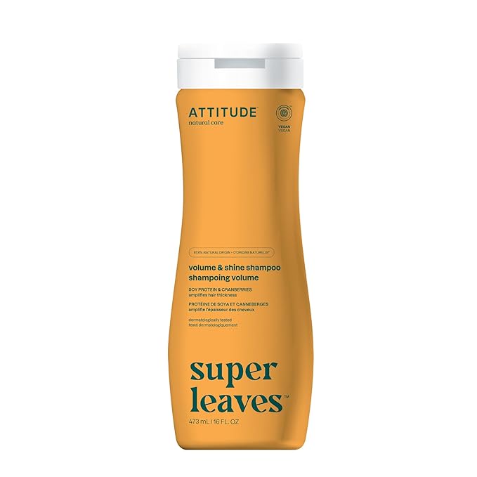 ATTITUDE Volume and Shine Hair Shampoo, EWG Verified, For Thin Hair, Naturally Derived Ingredients, Vegan and Plant Based, Soy Protein And Cranberries, 16 Fl Oz