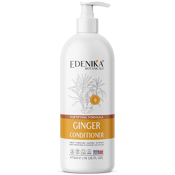Ginger Conditioner with Apricot, Pumpkin Seed & Grapeseed, 16 fl oz, Fortifying & Nourishing Formula, Vegan, Sulfate-Free, Paraben-Free, for All Hair Types
