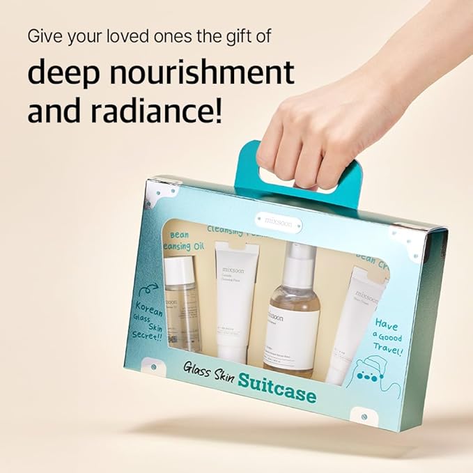 mixsoon Glass Skin Suit Case Set (4Items Includes) Skincare Kit Moisturizing For Glow Skin Care Routine Gifts Korean Glass Skin (0.67 Fl.Ozl+0.67 Fl.Oz+0.50 Fl.Oz+1.6 Fl.Oz)