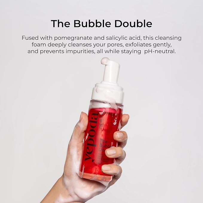 Yepoda The Bubble Double, Gently Exfoliating Cleansing Foam, Deeply Cleanses Pores & Prevents Impurities, Vegan Korean Face Cleanser for All Skin Types, 4.22 FL. OZ. (120 ml)