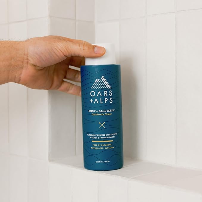 Oars + Alps Body Wash for Men, Mens Body Wash with Vitamin E and Antioxidants, Moisturizing, Hydrating, Paraben & Sulfate Free Cleanser, California Coast, 1pk