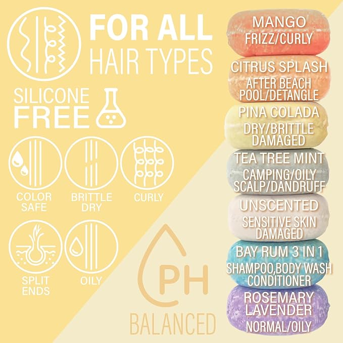 Pina Colada Shampoo Bar for Dry & Damaged Hair – Vegan, Sulfate-Free, Moisturizing & Nourishing – Best for Curly & Frizzy Hair – Made in the USA, Up to 60 Washes, Ideal Travel Shampoo