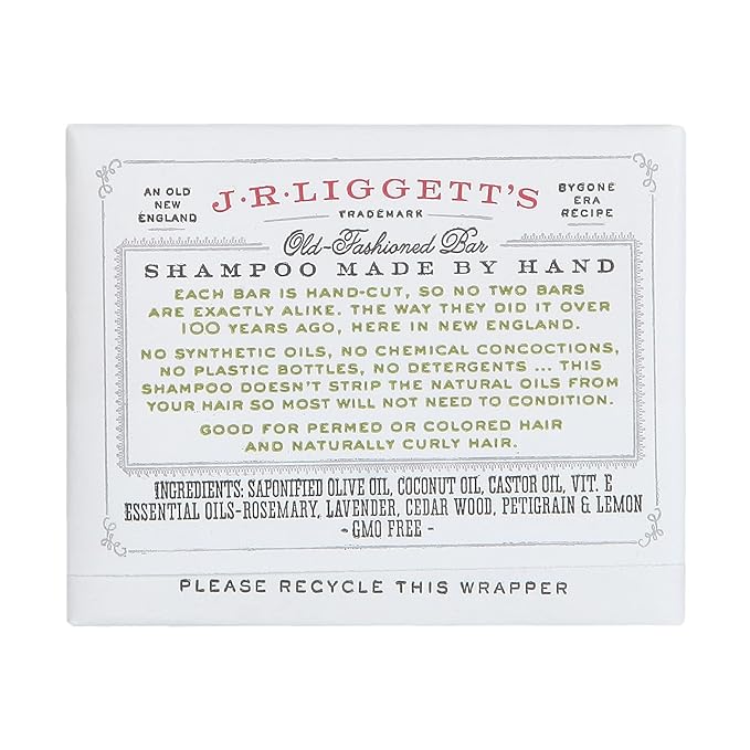J·R·LIGGETT'S All-Natural Shampoo Bar, Herbal Formula - Supports Strong and Healthy Hair - Nourish Follicles with Antioxidants and Vitamins - Detergent and Sulfate-Free, Set of 3, 3.5 Ounce Bar