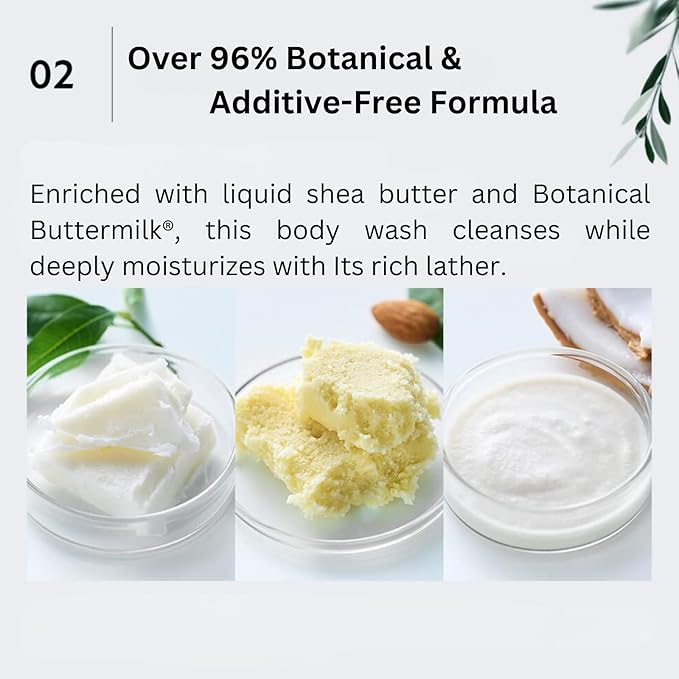 Shea Butter Body Wash Foaming for Women & Men, Moisturizing Liquid Soap for Sensitive & Dry Skin, Botanical Buttermilk™ from Japan, Sulfate & Paraben Free, Water Lily & Raspberry, 30.4 Fl Oz