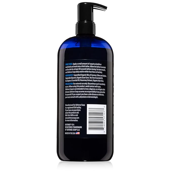 Defense Soap Organic Tea Tree Body Wash | All Natural Shower Gel with Tea Tree Oil, Eucalyptus Oil, and Aloe Vera. Wrestling Inspired, For All Mens & Womens Skin Types. 32 oz (Pack of 2)