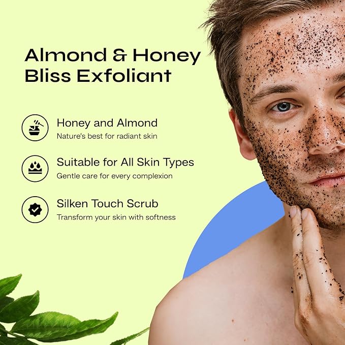 Almond Honey Facial Scrub Exfoliator for All Skin Types Natural Exfoliation with Almond Meal for Smooth, Radiant and Healthy Skin