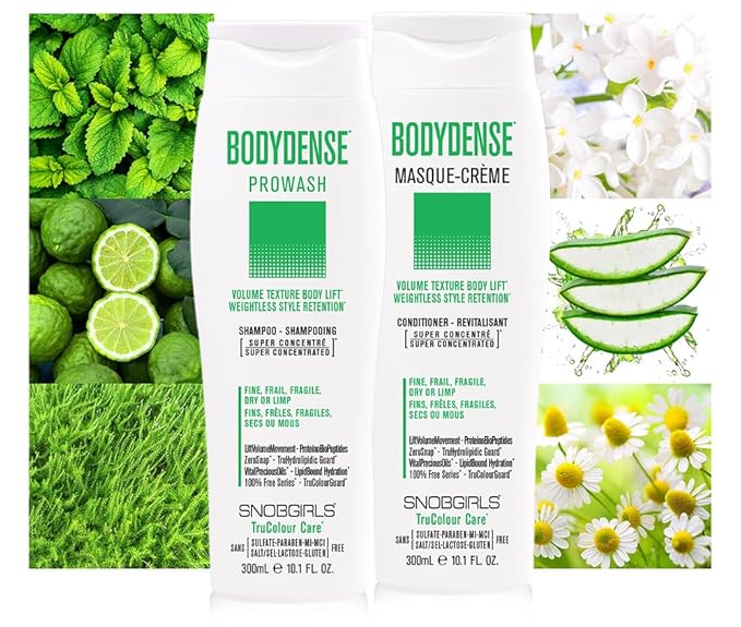 BODYDENSE Plumping, Hydrating Volumizing Shampoo for Fine Hair Volume Texture Body Lift Vegan Shampoo for Fine, Frail, Dry or Limp Hair (10.1 FL OZ)