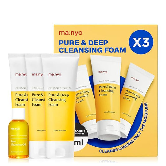 ma:nyo Pure & Deep Cleansing Foam Korean Skin care, Daily Cleanser 10.1 fl oz - 3pack