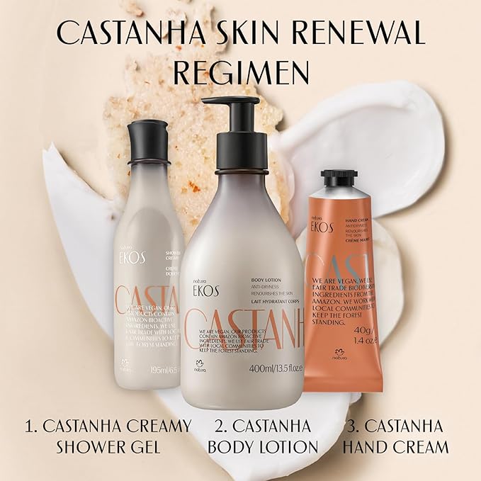 Natura - Ekos Castanha (Brazil Nut) Hand Cream - Anti-Dryness Hand Balm - 24-Hour Deep Hydration Skin Moisturizer - Vegan Skin Care - Brazilian Beauty Secrets - Self Care & Body Care - 2.6oz (75g)