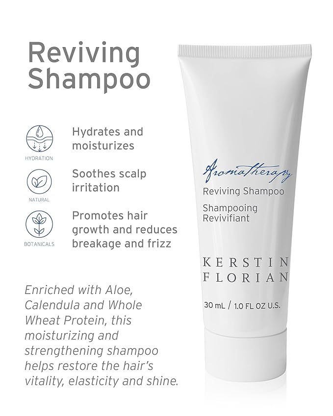 Kerstin Florian Reviving Shampoo | Travel Size | Natural Formula with Aloe Vera | Moisturizing & Strenghtening Shampoo for All Hair Types | Sulfate Free | 1 fl oz