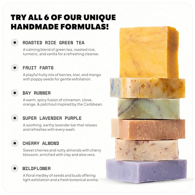 ILS Soap co. Original 6 Formulas - All Natural Bar Soap for men and women - Plant Based, Cold Process and Handmade in the USA for All Skin Types and conditions for face and body (6 Pack)