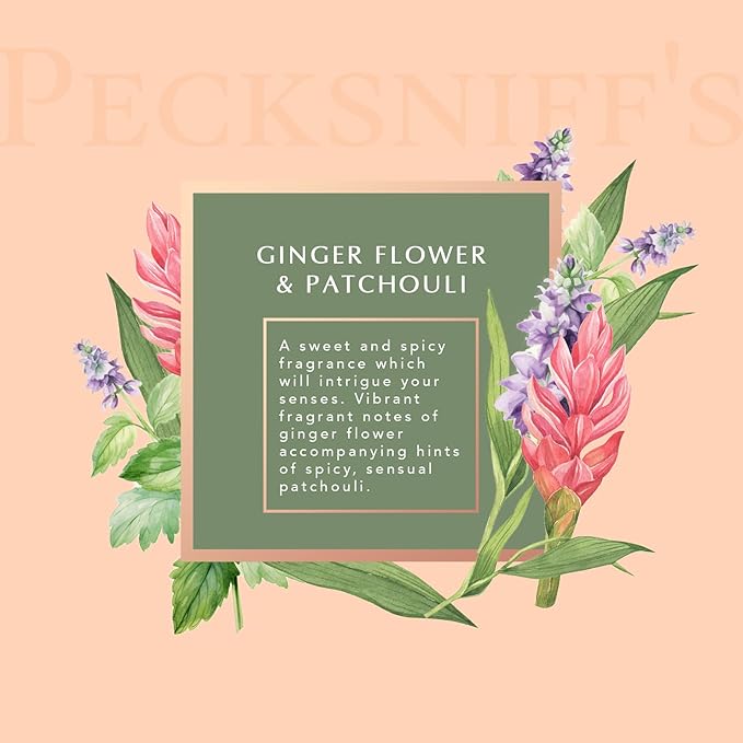 Pecksniffs Luxury Bath Gift Set, Ginger Flower and Patchouli Moisturizing Hand Soap and Body Lotion Set with Caddy, 10.1 Fl Oz